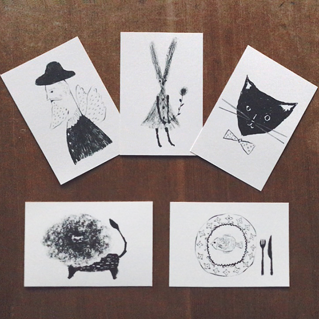ドローイング5種 ポストカードセット Drawing 5 types postcard set | Tetsuhiro Wakabayashi